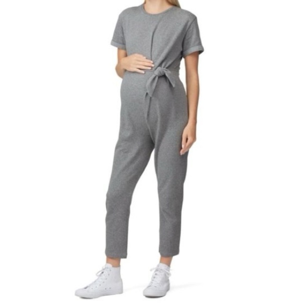 Hatch Gray Tie-Front Maternity Jumpsuit